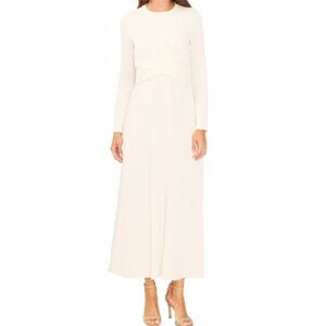 Halogen Antique White Long Sleeve Midi Dress